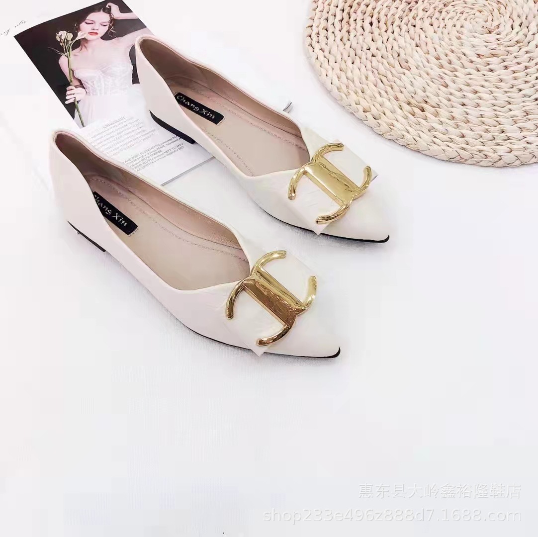 Soft leather women's shoes 2022 new collection bag fashionable and comfortable pointed soft sole shallow mouth Soft leather women's shoes 2022 new collection bag fashionable and comfortable pointed soft sole shallow mouth