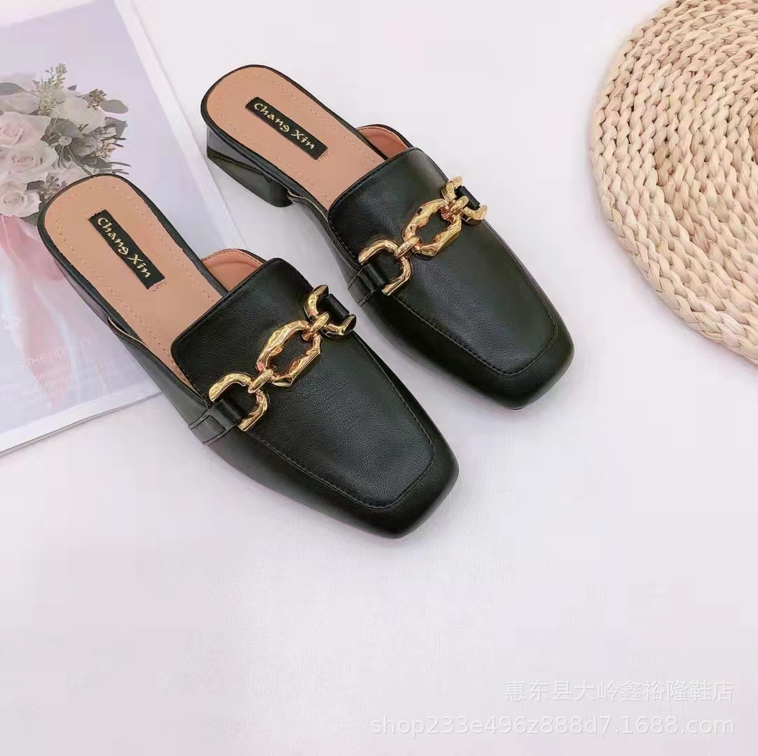 2022 new women's shoes, fashionable and comfortable for wearing outside, with a half mop and flat bottom flip flops 2022 new women's shoes, fashionable and comfortable for wearing outside, with a half mop and flat bottom flip flops