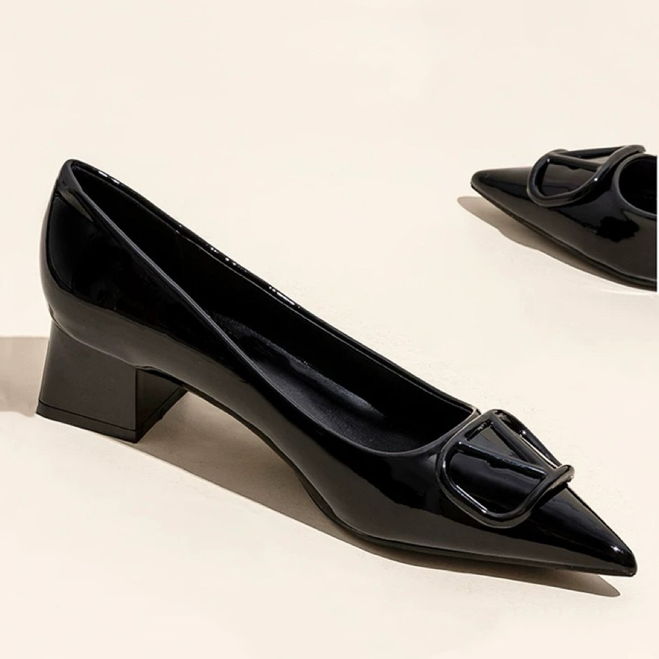 Temperament internet celebrity fashion pointed thick single order shoes for women 2024 new shallow mouth versatile and comfortable professional mid heeled high heels Temperament internet celebrity fashion pointed thick single order shoes for women 2024 new shallow mouth versatile and comfortable professional mid heeled high heels