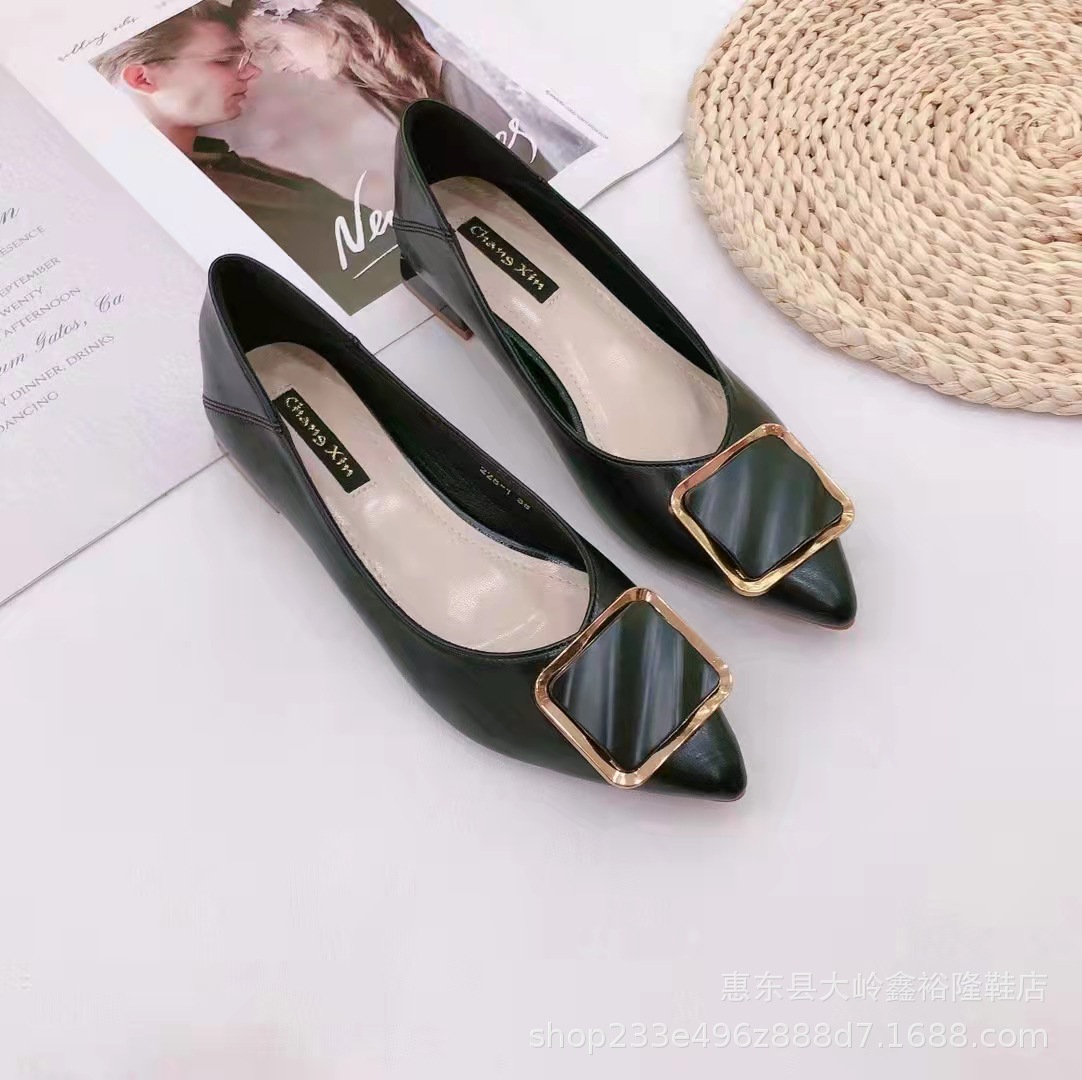 2022 New Pointed Shallow Mouth Single Shoe Square Buckle Work Shoes Fashion Coarse Heel Shoes 2022 New Pointed Shallow Mouth Single Shoe Square Buckle Work Shoes Fashion Coarse Heel Shoes
