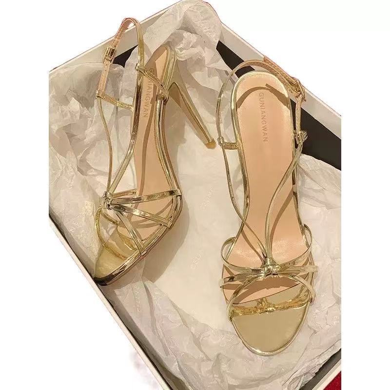 Silver strap high heels for women in 2025, this year's new summer style with a single strap and slim heel, elegant ladies' sandals Silver strap high heels for women in 2025, this year's new summer style with a single strap and slim heel, elegant ladies' sandals