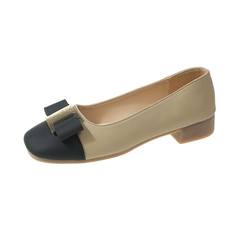 Xiaoxiangfeng Coarse Follow up Shoes for Women 2024 Spring and Autumn New Style Color blocked Light Mouth French Middle Heel High Heels Xiaoxiangfeng Coarse Follow up Shoes for Women 2024 Spring and Autumn New Style Color blocked Light Mouth French Middle Heel High Heels