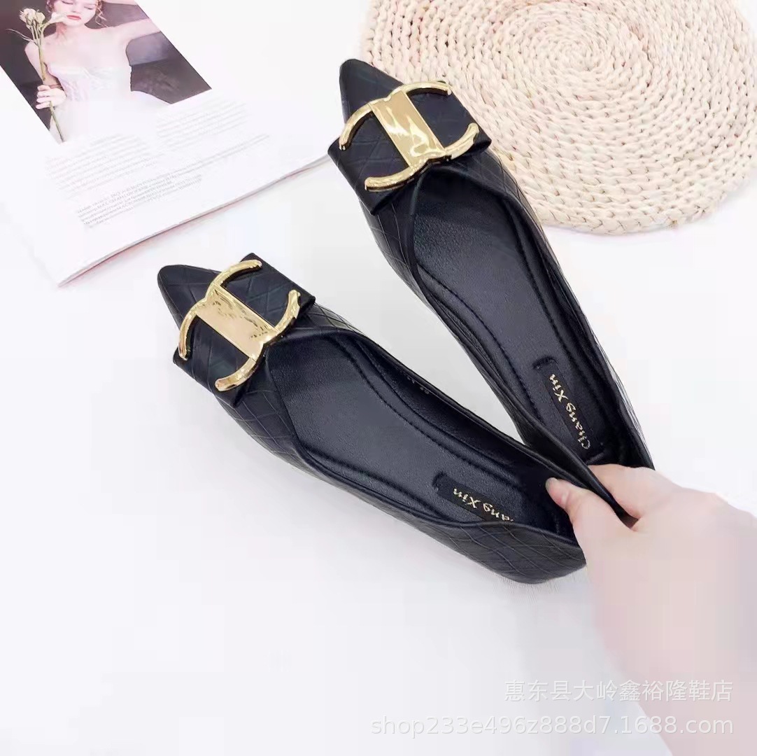 Soft leather women's shoes 2022 new collection bag fashionable and comfortable pointed soft sole shallow mouth Soft leather women's shoes 2022 new collection bag fashionable and comfortable pointed soft sole shallow mouth