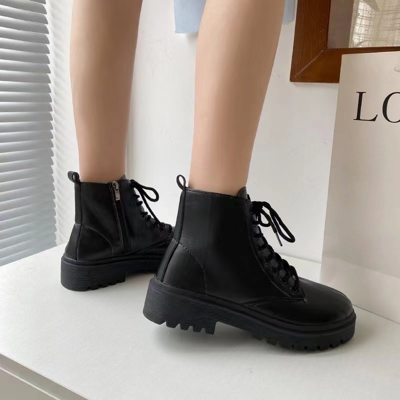 Martin boots for women 2024 new product European and American women British style black height increasing short boots for foreign trade wholesale Martin boots for women 2024 new product European and American women British style black height increasing short boots for foreign trade wholesale