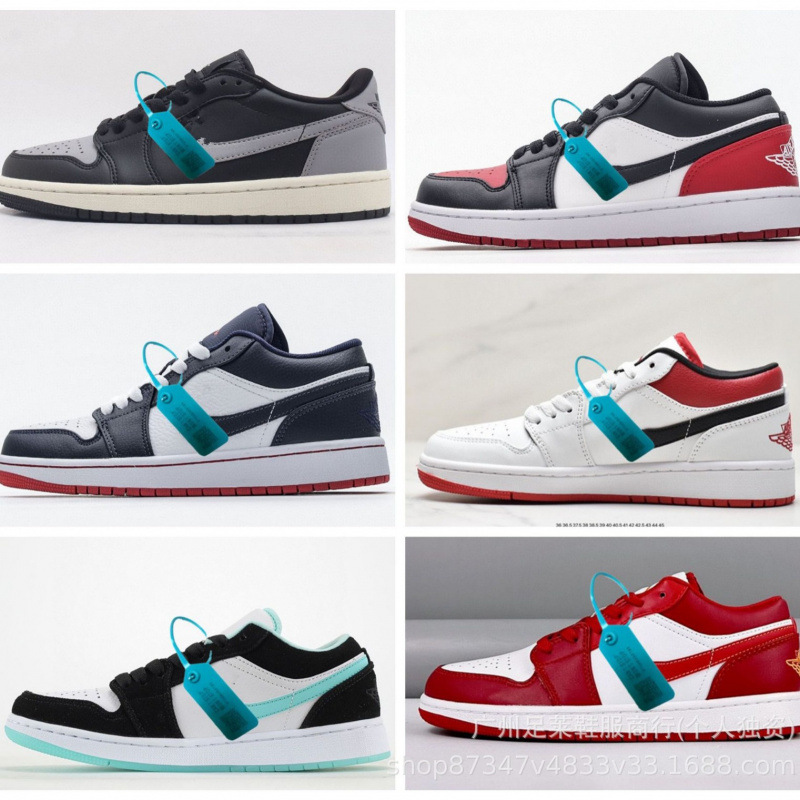 Pure Original AJ1 Low cut Dunk Inverted Hook Paris Ash North Carolina Blue Black Toe Women's Sports Shoes Men's Edition