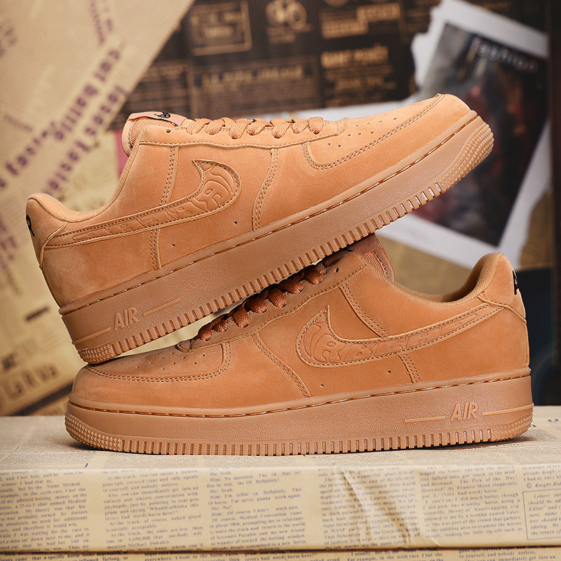 Durable official 2024 autumn and winter model Air Force No.1 classic wheat low cut men's and women's board shoes white shoes AF1 Putian shoes