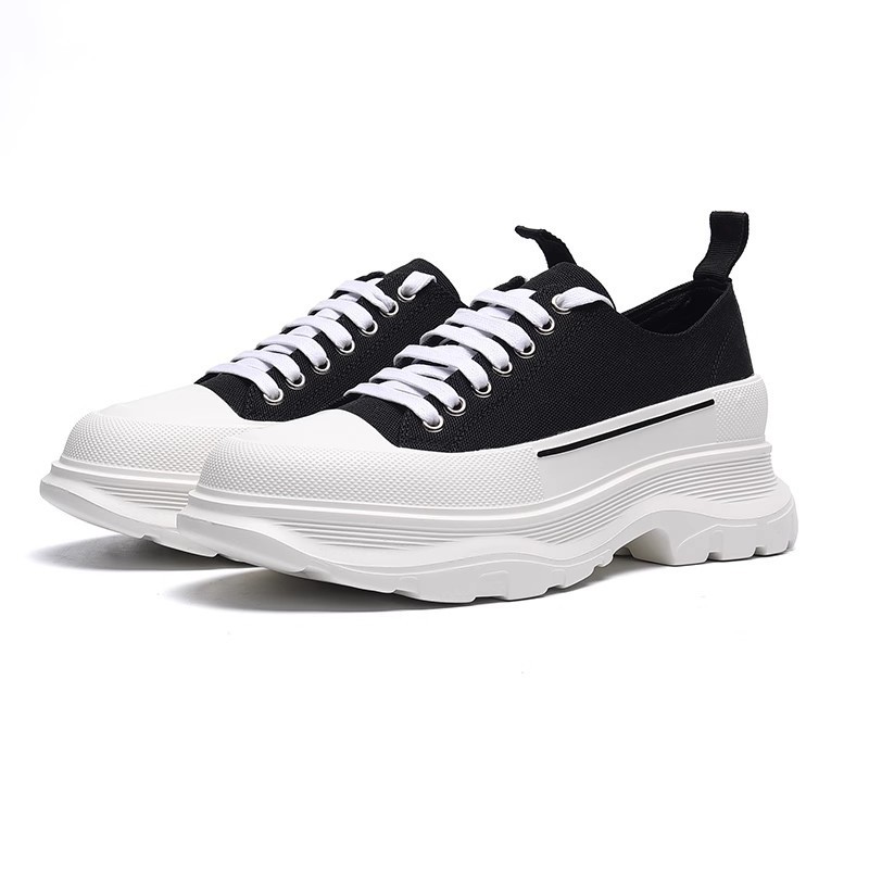 High version pure original McQueen canvas shoes 2024 new thick sole height increasing couple versatile dad shoes