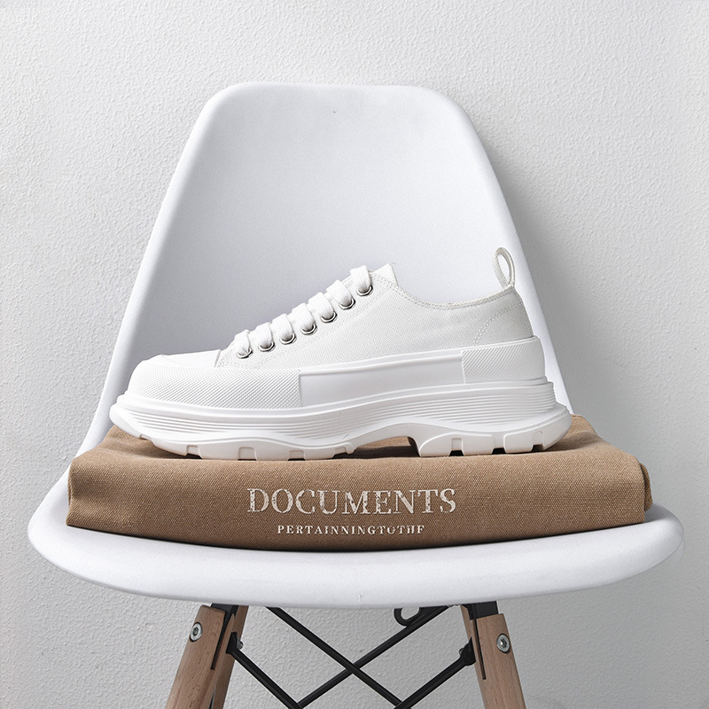 High version pure original McQueen canvas shoes 2024 new thick sole height increasing couple versatile dad shoes High version pure original McQueen canvas shoes 2024 new thick sole height increasing couple versatile dad shoes