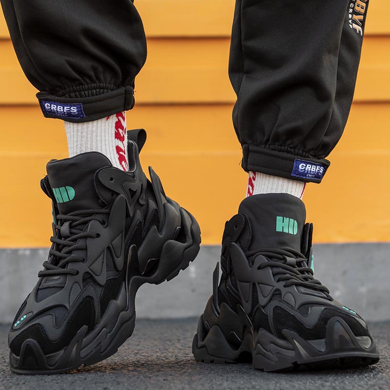 Autumn and Winter European Station Trendy Brand Thick Bottom High Top Dad Shoes Black Retro Work Boots Street Leisure Sports Boots Men Autumn and Winter European Station Trendy Brand Thick Bottom High Top Dad Shoes Black Retro Work Boots Street Leisure Sports Boots Men