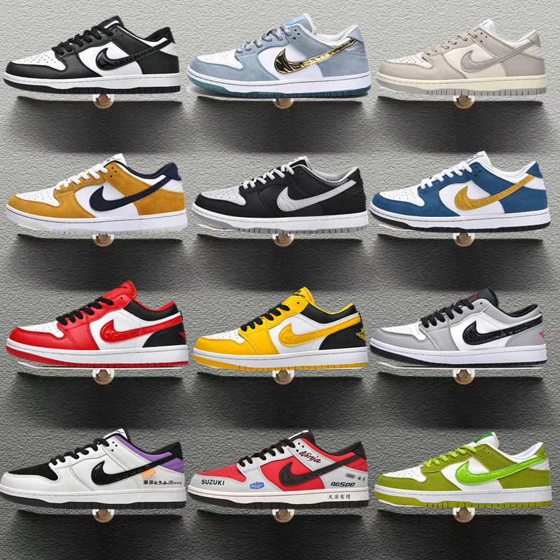 Durable official black and white panda air force low cut classic couple sports shoes versatile couple basketball shoes outdoor casual shoes