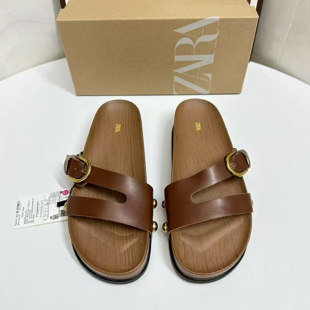 ZA2025 Spain 2025 Summer New Product Women's Shoes Summer Flat Shoes Casual One Step Stepping Women's Shoes Fashion