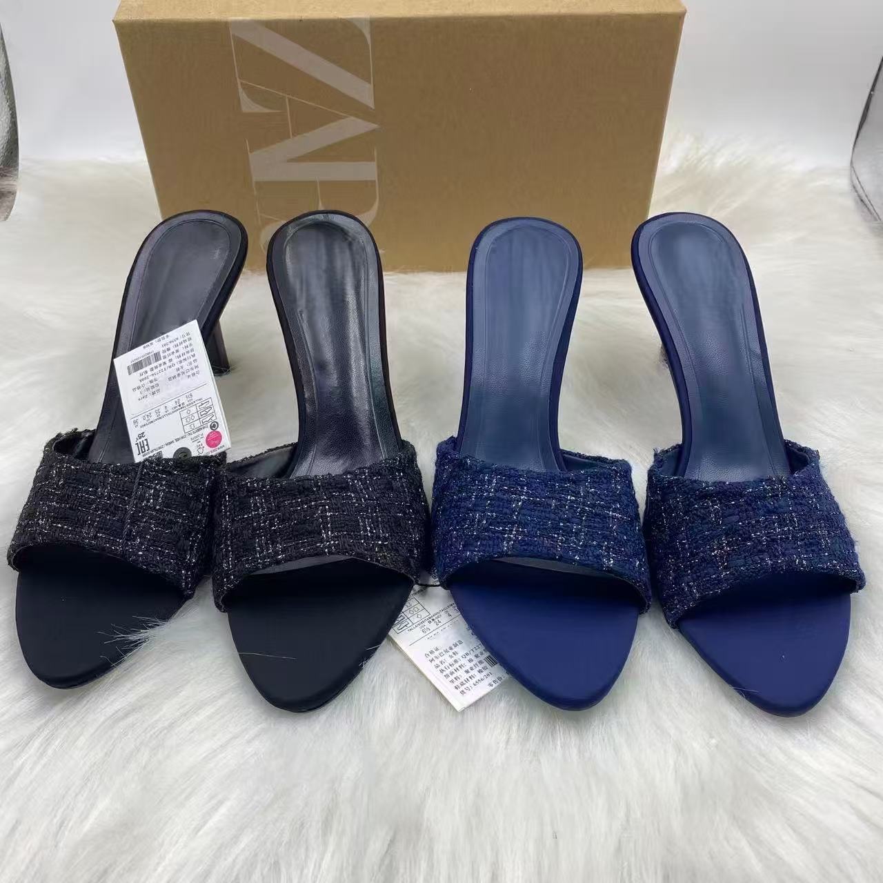 ZA Home 2025 New Women's Shoes Low Heel Elegance High Heel Shoes with shallow toe cap and back strap Single Shoes