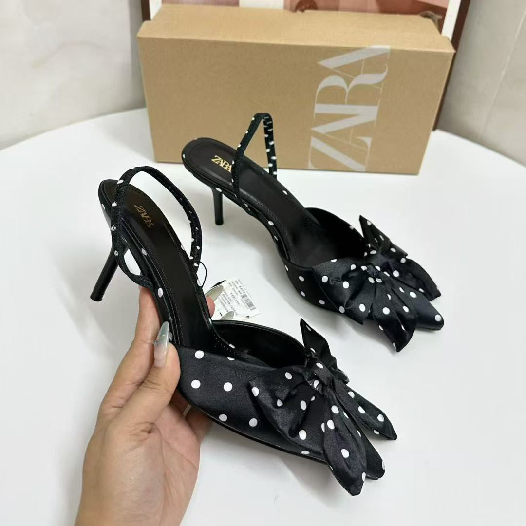 ZA Home 2025 New Spring/Summer European and American Pointed Women's Single Shoes Butterfly Bow Hollow Sandals Wave Point Fashion Women's Shoes High Heels ZA Home 2025 New Spring/Summer European and American Pointed Women's Single Shoes Butterfly Bow Hollow Sandals Wave Point Fashion Women's Shoes High Heels