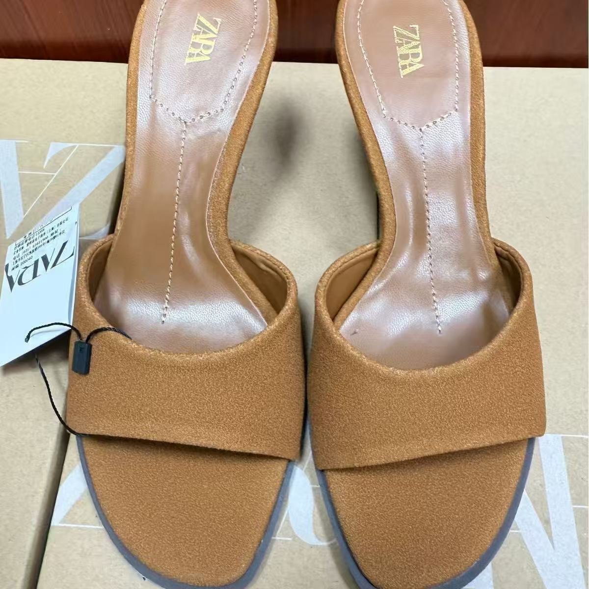 ZA women's high-heeled sandals for summer 2025, a new style with pointed, slender heels and fish mouth toe toe toe high heels for women