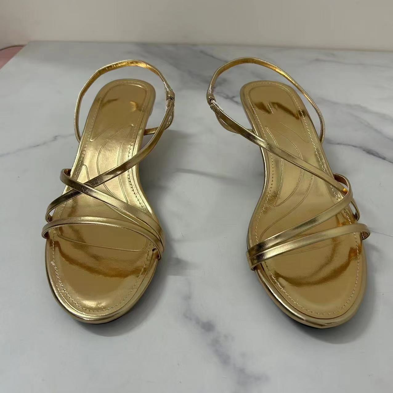 2025 Summer New Korean Style Fashion Hollow Middle Heel Sandals Star Style Thin Heel Women's Shoes