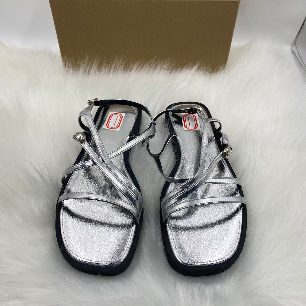 ZA Home 2025 New One Word Buckle Strap Square Head Thin Heel Versatile Sandals for Women's Fairy Style Middle Heels with Pinch Toes