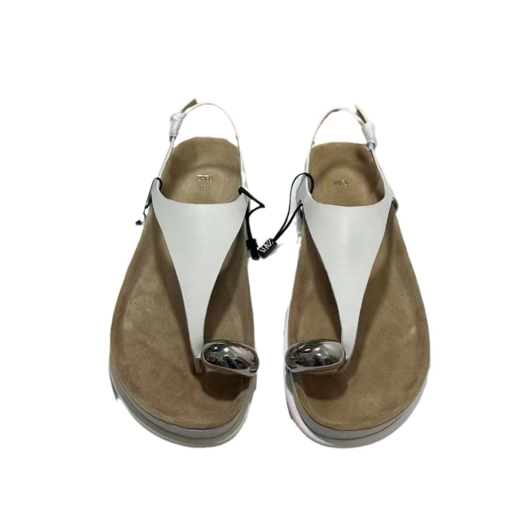 ZA New Product 2024 European and American Thick Bottom Round Head Shaped Bottom Angle Metal Buckle Shining Decoration Versatile Casual Sandals for Women ZA New Product 2024 European and American Thick Bottom Round Head Shaped Bottom Angle Metal Buckle Shining Decoration Versatile Casual Sandals for Women