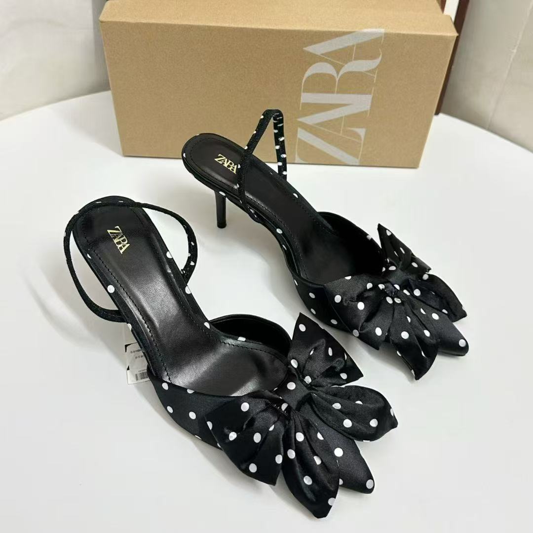 ZA Home 2025 New Spring/Summer European and American Pointed Women's Single Shoes Butterfly Bow Hollow Sandals Wave Point Fashion Women's Shoes High Heels ZA Home 2025 New Spring/Summer European and American Pointed Women's Single Shoes Butterfly Bow Hollow Sandals Wave Point Fashion Women's Shoes High Heels