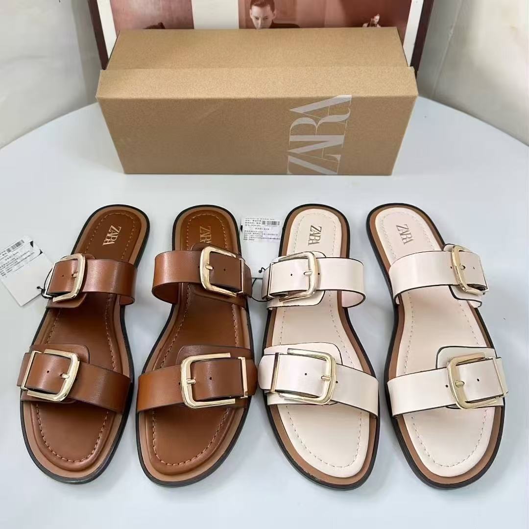 ZA High Heels Women's Spring/Summer 2025 New Baotou Fashion Sandals Thin Heels Belt Buckle Pointed Back Empty Single Shoes