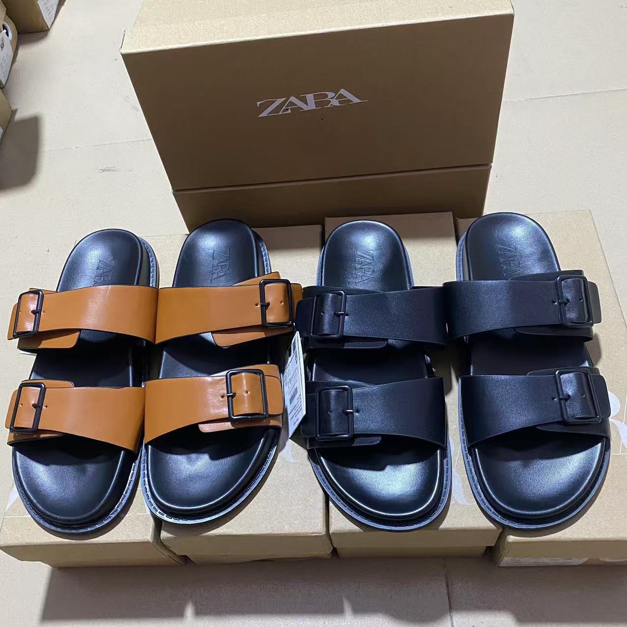 ZA2024 summer new casual one-piece sandals with cow tendon sole, thick soled and height increasing sandals, lazy shoes, trendy outerwear