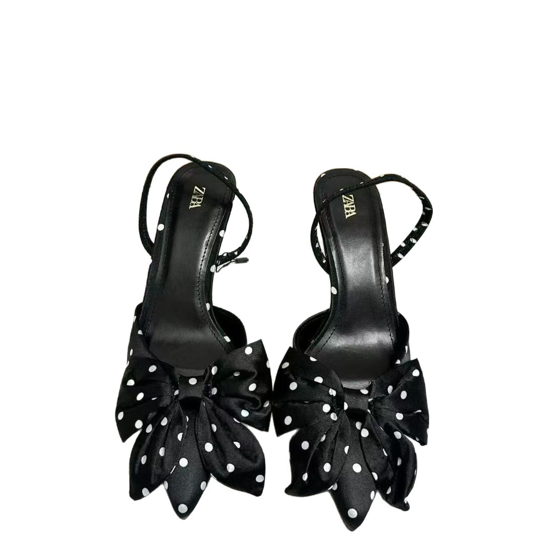 ZA Home 2025 New Spring/Summer European and American Pointed Women's Single Shoes Butterfly Bow Hollow Sandals Wave Point Fashion Women's Shoes High Heels ZA Home 2025 New Spring/Summer European and American Pointed Women's Single Shoes Butterfly Bow Hollow Sandals Wave Point Fashion Women's Shoes High Heels