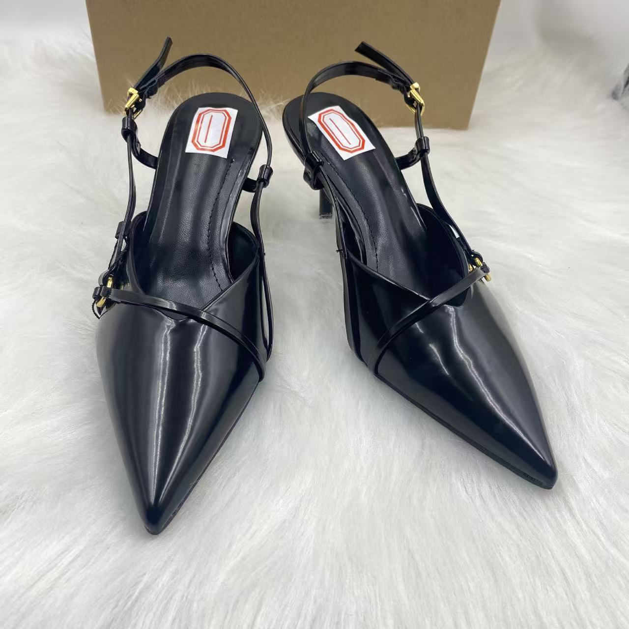 ZA High Heels Women's Spring/Summer 2025 New Baotou Fashion Sandals Thin Heels Belt Buckle Pointed Back Empty Single Shoes