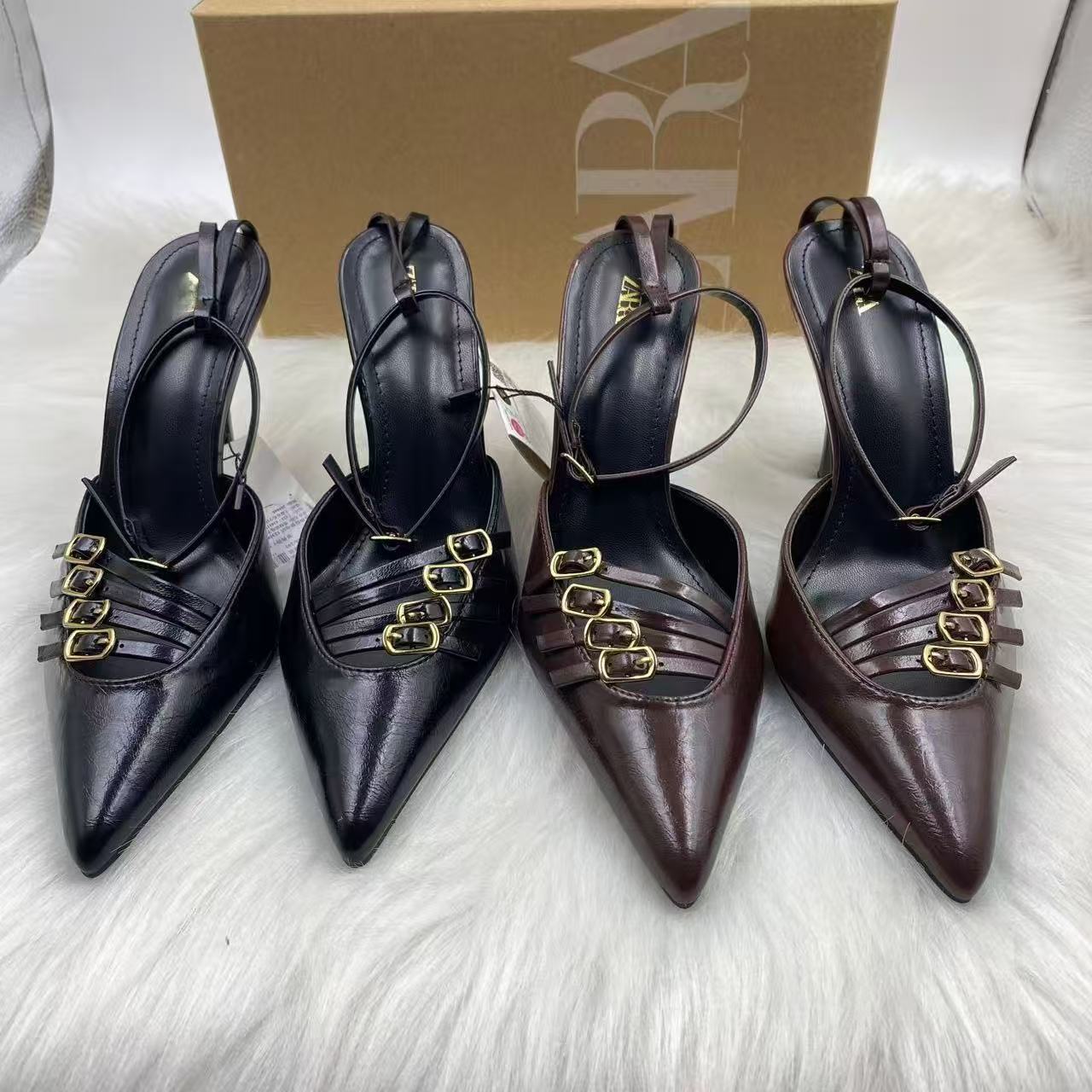 ZA2025 Blue Fairy High Heels, Niche 2025 Baotou Sandals, Pointed Single Shoes, Autumn Season French Style New