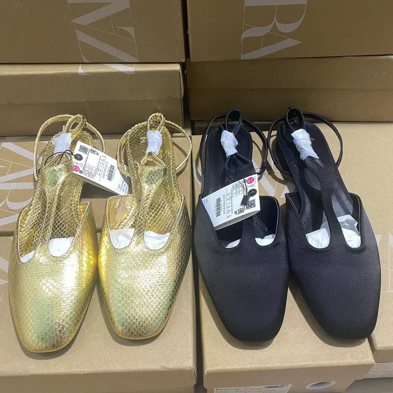 ZA2024 summer new style toe cap back strap flat bottomed European and American fashionable women's sandals for outerwear