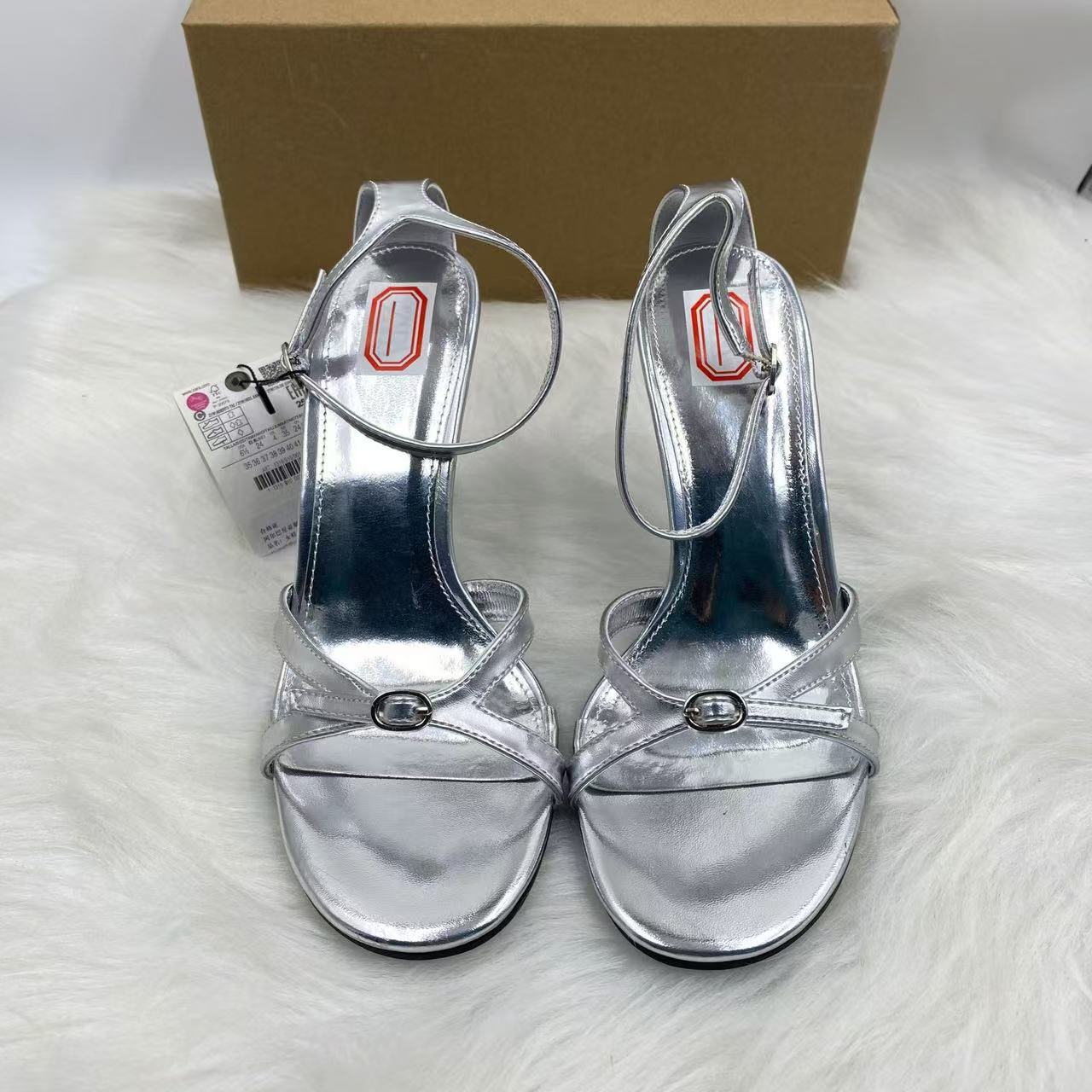 ZA Home 2025 new temperament socialite high heels with shallow toe cap and back strap single shoe rhinestone sandals