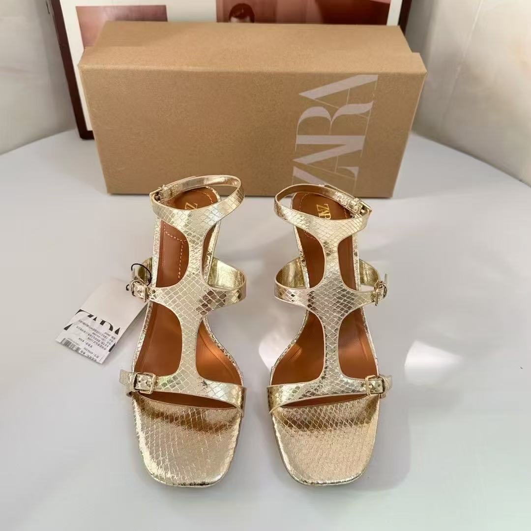 ZA Home 2025 Spring/Summer New Women's Shoes, Low Heel Style, High Heels for Celebrities, Shallow Mouth Rear Tripping Strap, Single Shoes for Women