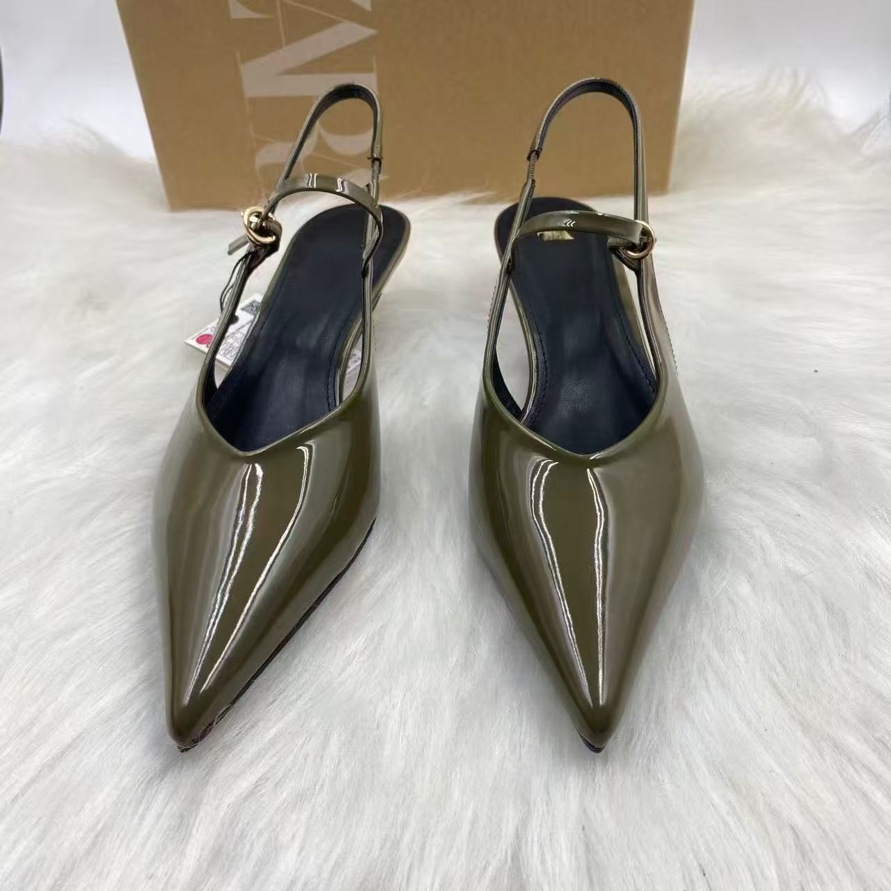 ZA Home Women's Shoes 2025 New Women's Shoes Versatile Pointed High Heels Thin Heels Headless Back Hollow European and American High Heels Small Market