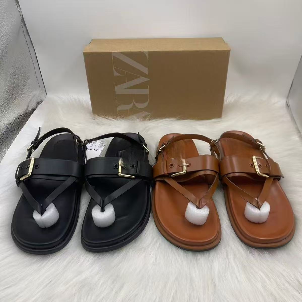 2025 Women's Shoes Summer Anti slip za Flat Sandals Cross border Versatile Comfortable Wind Lightweight European, American, African Women's Sandals