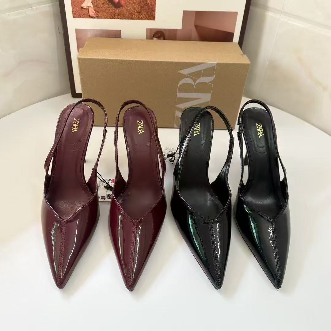 ZA2025 Summer New Baotou Pointed Rear Buckle Casual Versatile Outerwear Style Women's High Heels
