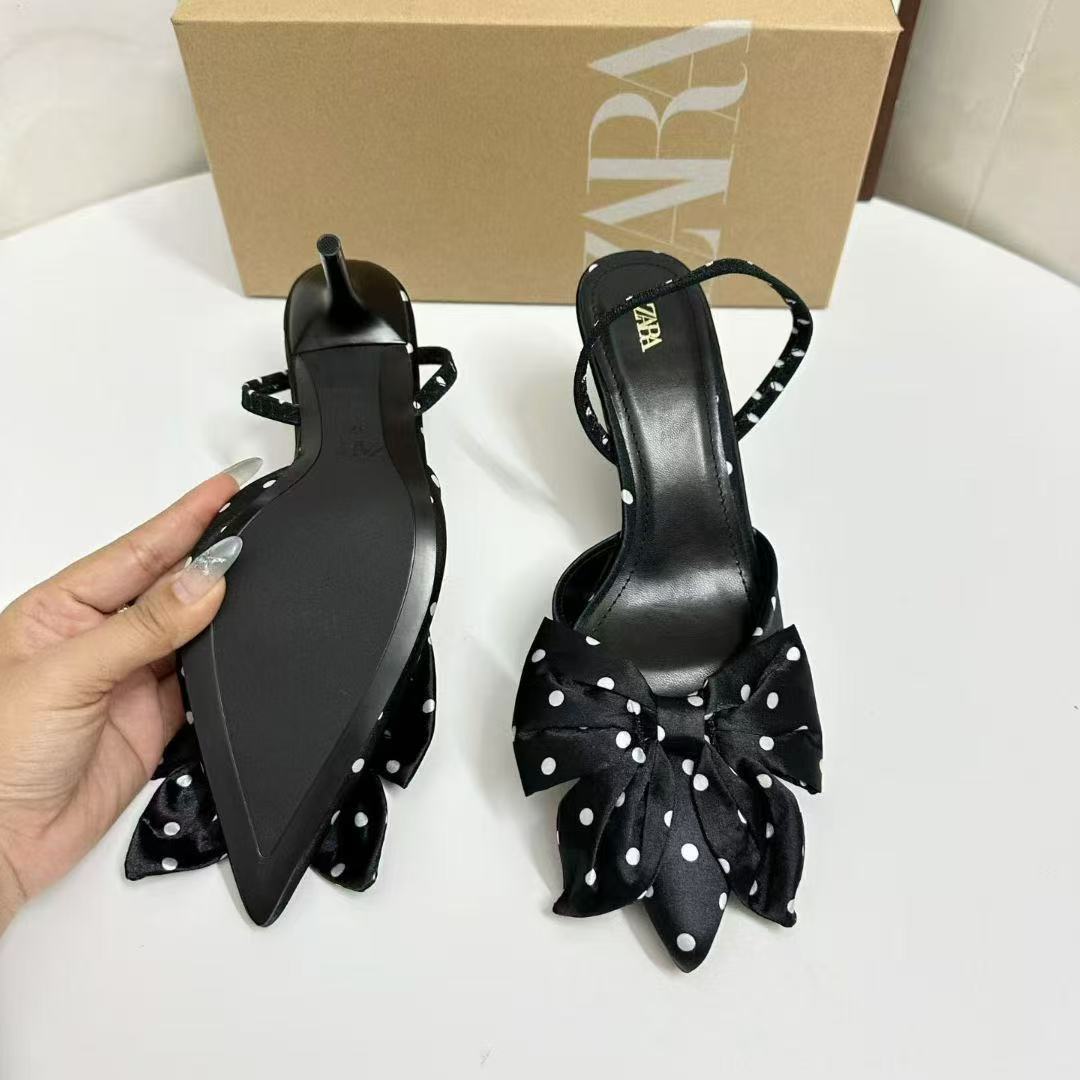 ZA Home 2025 New Spring/Summer European and American Pointed Women's Single Shoes Butterfly Bow Hollow Sandals Wave Point Fashion Women's Shoes High Heels ZA Home 2025 New Spring/Summer European and American Pointed Women's Single Shoes Butterfly Bow Hollow Sandals Wave Point Fashion Women's Shoes High Heels