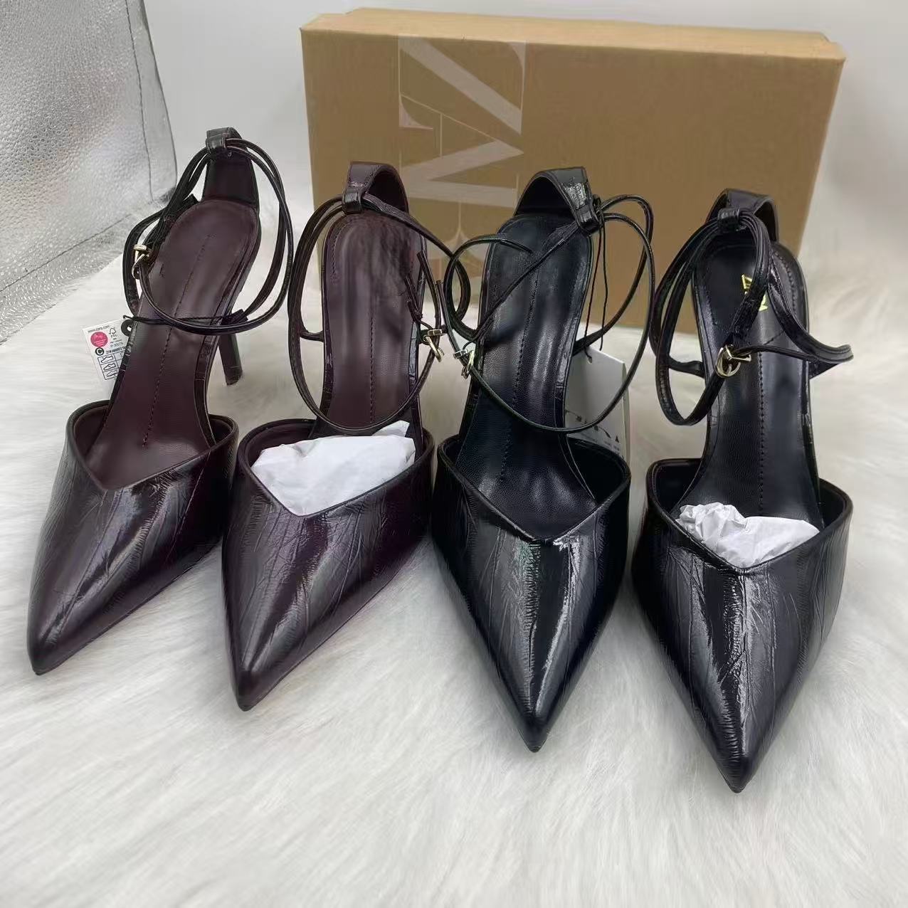 ZA2025 New Fashionable Pointed High Heels Launch, Versatile Style, Baotou Belt Buckle, Fine Custom Shoes for Women
