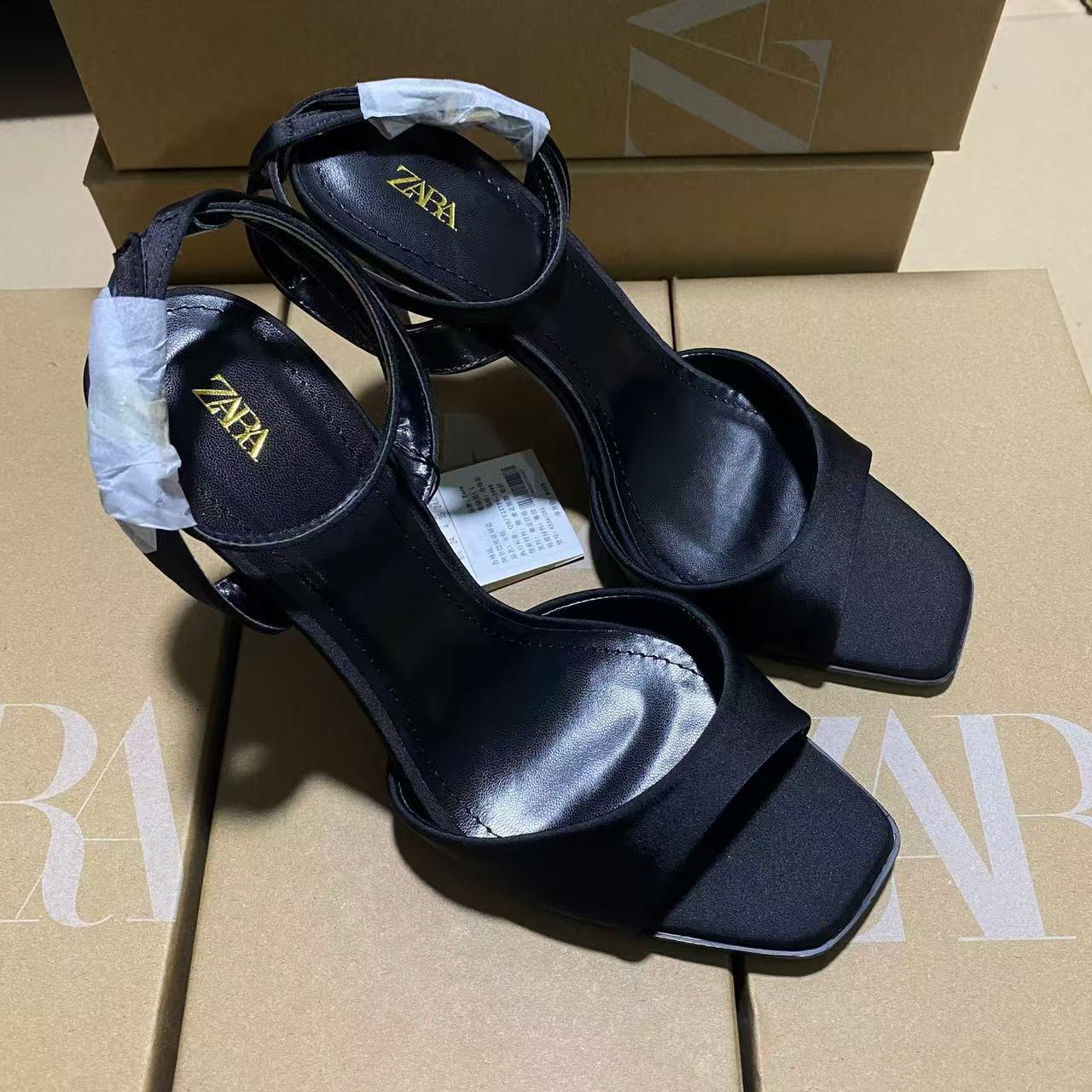 ZA New Product 2025 Spring/Summer French High Heels, Thin Heels, Shallow Mouth High Heels, Style Strap, Black Rice Fashion