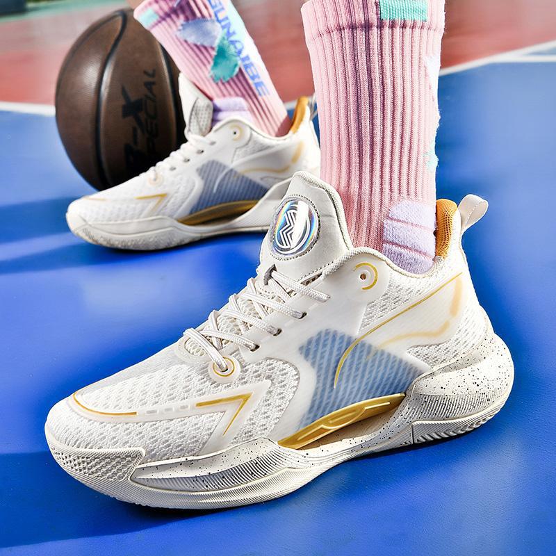 Spring and Autumn New Youth Student Basketball Shoes Men's High Top Breathable Trendy Versatile Match Training Sports Shoes Wholesale