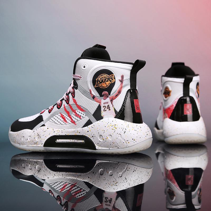 New high top plus size last sports shoes, practical basketball shoes, men's flying weaving net, student sneakers, friction noise