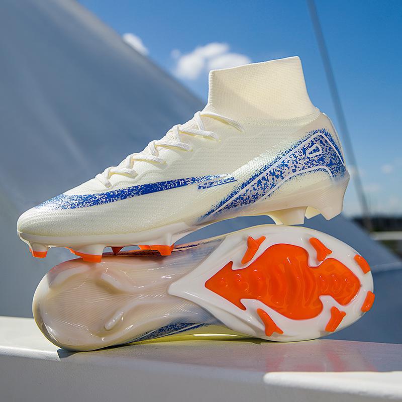 2025 new cross-border high top football shoes for male and female students, long nail and broken nail competition training sports shoes, football shoes