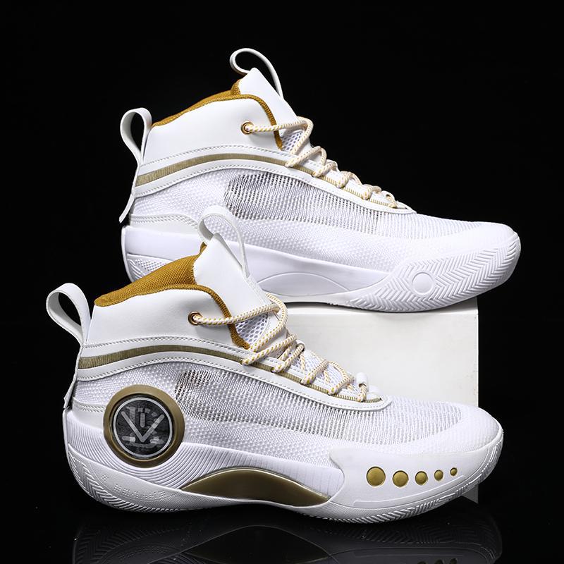 Summer mesh breathable practical basketball shoes men's high top anti slip and wear-resistant student sneakers versatile and trendy sports shoes