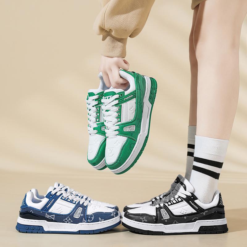 2025 new summer men's breathable casual shoes, soft sports soles, color blocked trendy low cut breathable anti slip board shoes