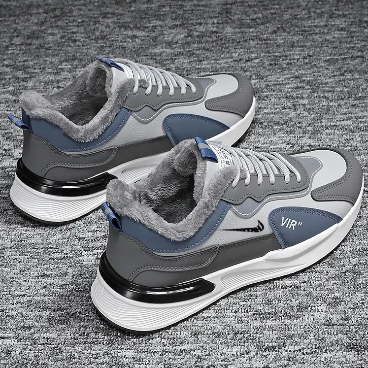 Men's 2025 new winter sports shoes with plush insulation for teenagers, outdoor dad shoes, running casual thick cotton shoes