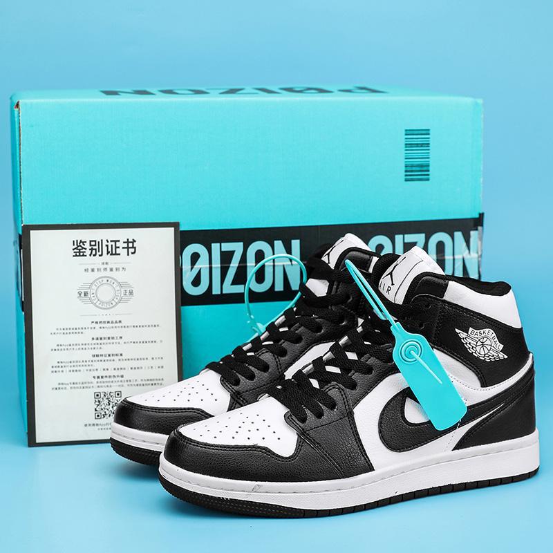 2025 New Putian AJ Men's Shoes Mid Top New Black and White Panda Board Shoes Casual Sports Shoes Versatile Couple Breathable Shoes