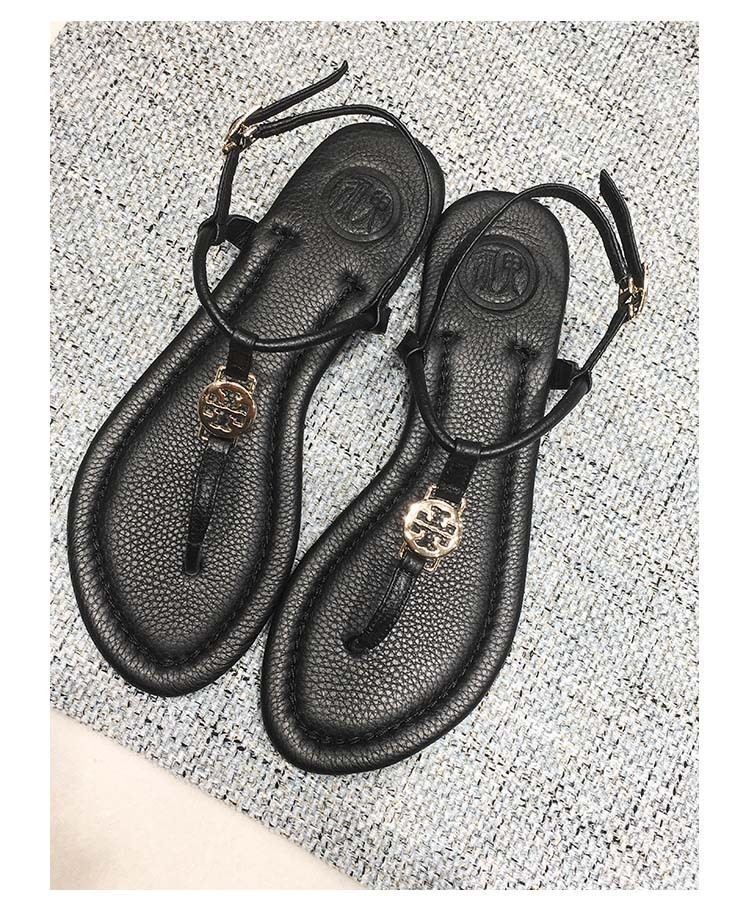 2023 TB new leather clip toe sandals for women, flat bottomed and versatile Roman herringbone clip toe sandals in large size 2023 TB new leather clip toe sandals for women, flat bottomed and versatile Roman herringbone clip toe sandals in large size