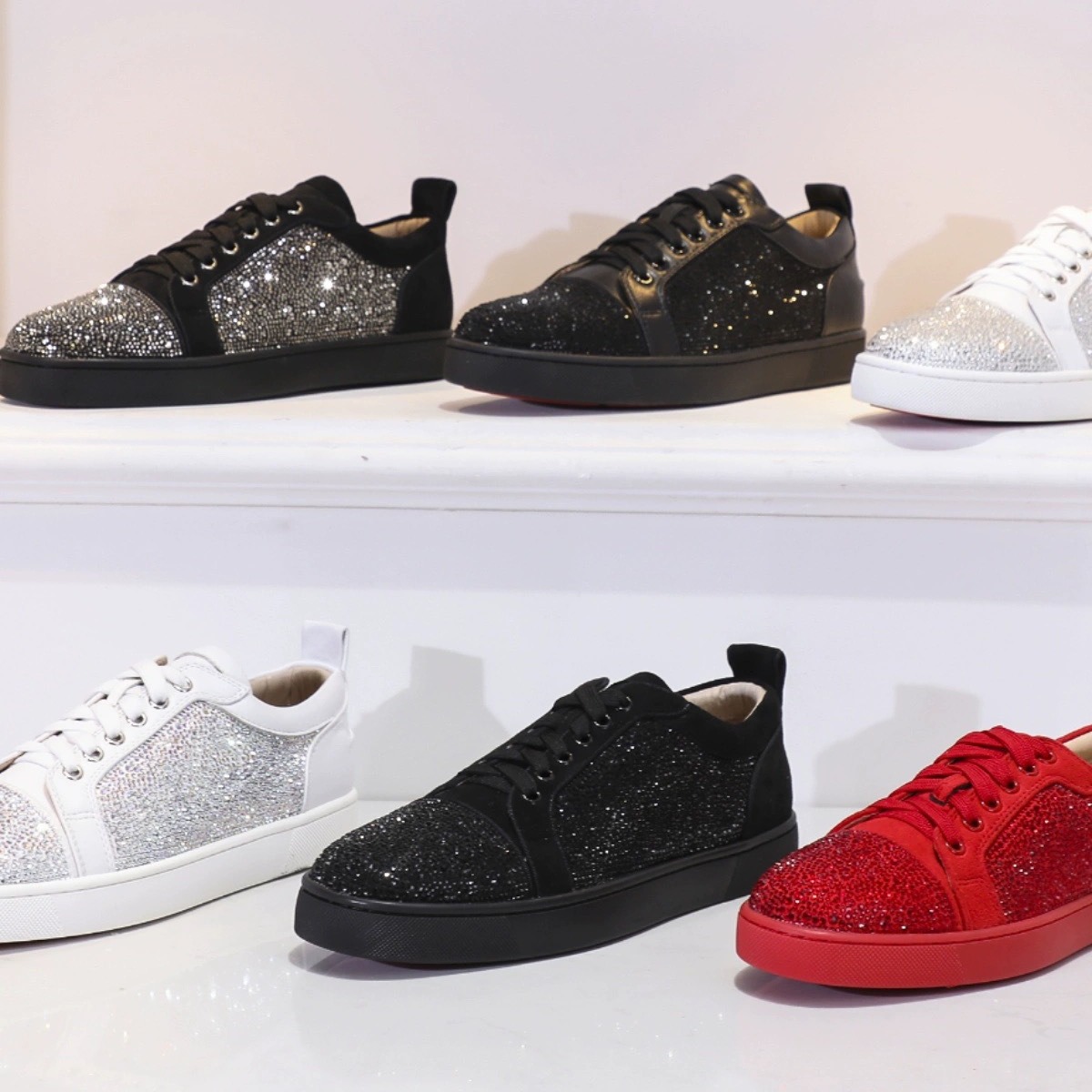 European Station CL Men's Shoes Riveted Red Bottom Shoes Trendy Flat Bottom Breathable Liuding Men's Leather Casual Trendy Brand European Goods European Station CL Men's Shoes Riveted Red Bottom Shoes Trendy Flat Bottom Breathable Liuding Men's Leather Casual Trendy Brand European Goods