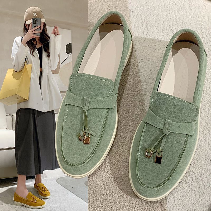 2025 Spring New Sweet Beauty Flat Shoes Popular Bean Shoes Autumn Lazy Versatile Single Shoes Women's Shoes Large 43