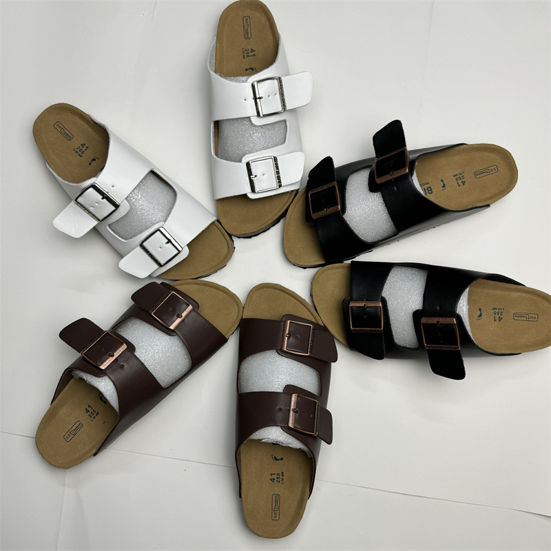 Cross border e-commerce Boken slippers thick soled men's genuine leather double breasted two character drag frosted genuine leather Boken shoes sandals