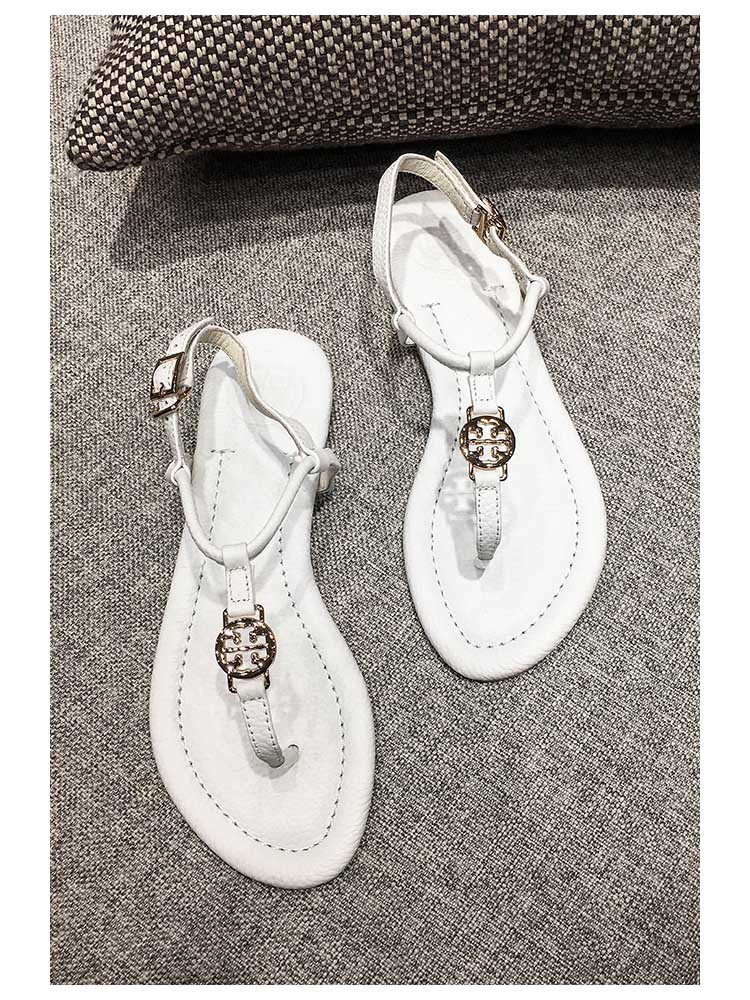 2023 TB new leather clip toe sandals for women, flat bottomed and versatile Roman herringbone clip toe sandals in large size 2023 TB new leather clip toe sandals for women, flat bottomed and versatile Roman herringbone clip toe sandals in large size