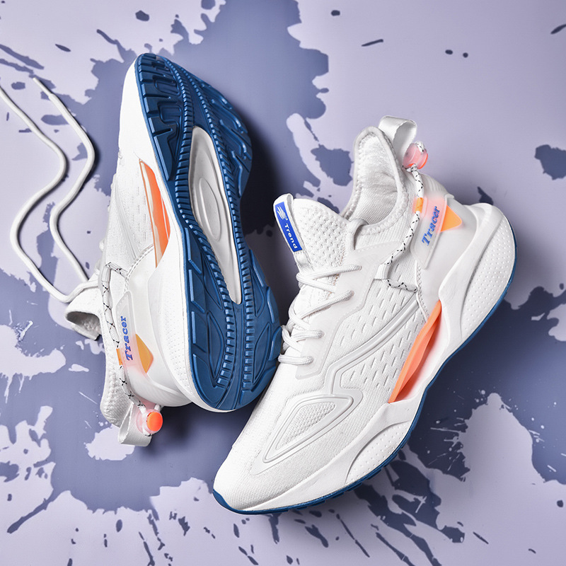Foreign trade plus size men's shoes autumn breathable new mesh sports shoes carbon plate couple height increasing shock-absorbing men's running shoes