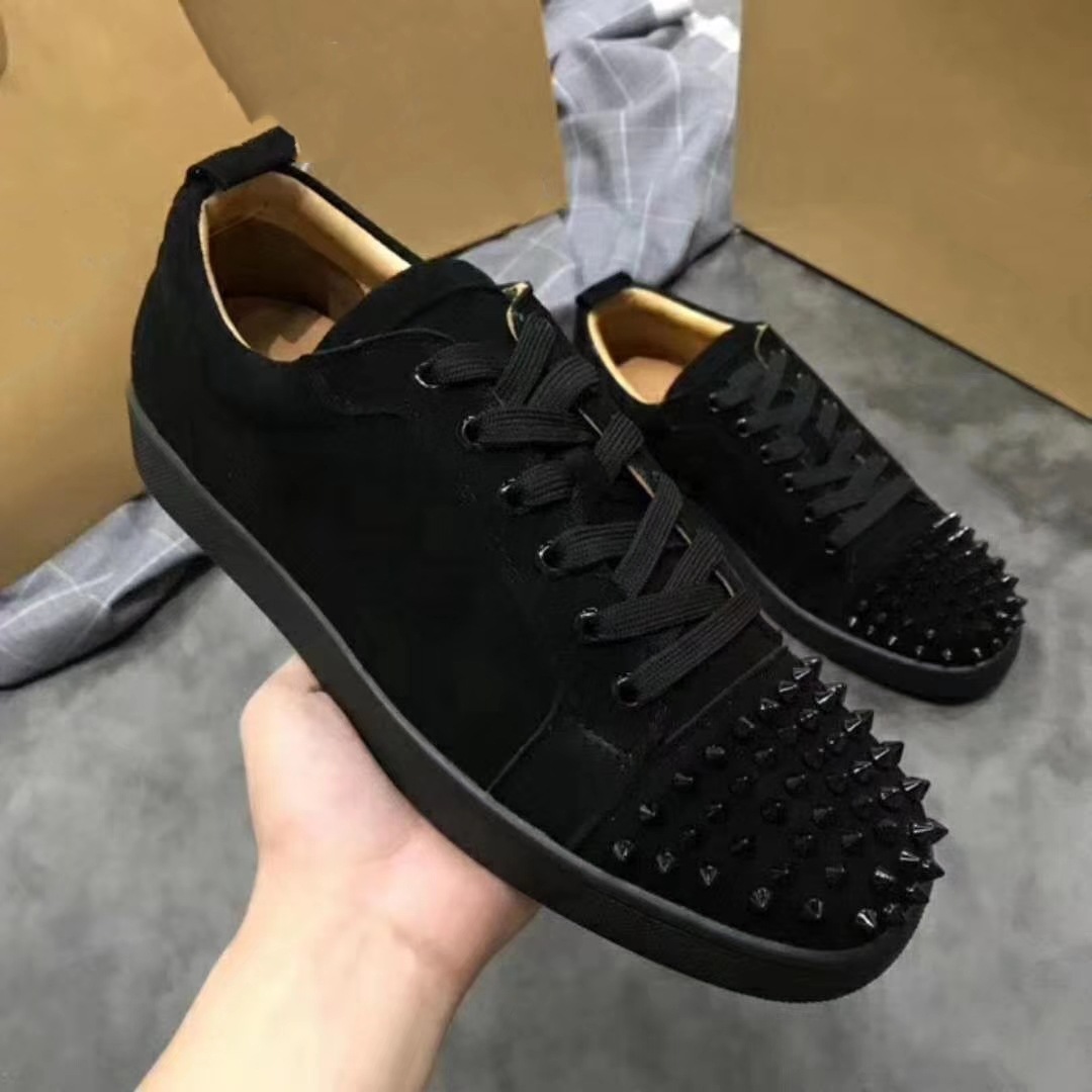 European Station CL Men's Shoes Riveted Red Bottom Shoes Trendy Flat Bottom Breathable Liuding Men's Leather Casual Trendy Brand European Goods European Station CL Men's Shoes Riveted Red Bottom Shoes Trendy Flat Bottom Breathable Liuding Men's Leather Casual Trendy Brand European Goods